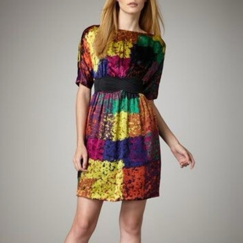 Trina Turk Fosse Shanghai silk mini dress with a multicolored abstract print 6